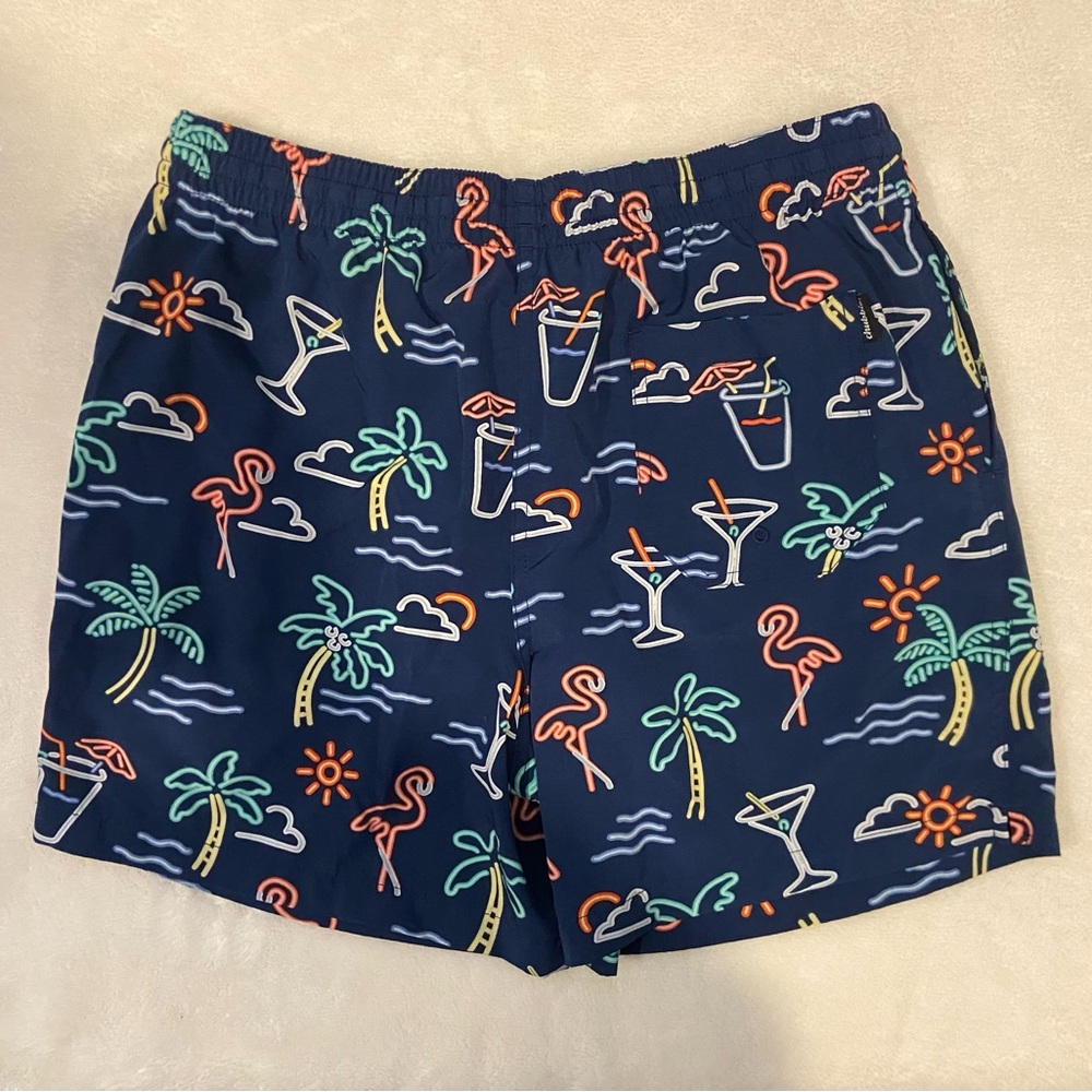 Chubbies Navy Tropical Print Swim Trunks - Picture 2 of 3